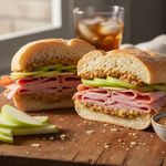 Honey Maple Ham, with Vermont Sharp Cheddar on a Semolina Roll
